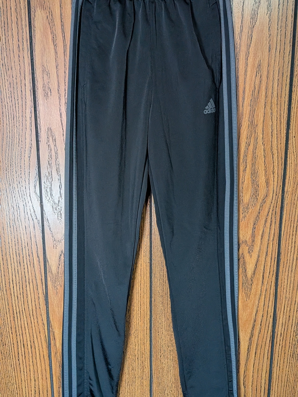 Adidas Men's Black Track Pants with Grey Side Stripes Size Small